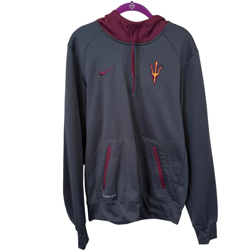 Nike Therma-Fit Arizona State Sun Devils Men's Hoodie Pullover Gray Maroon S